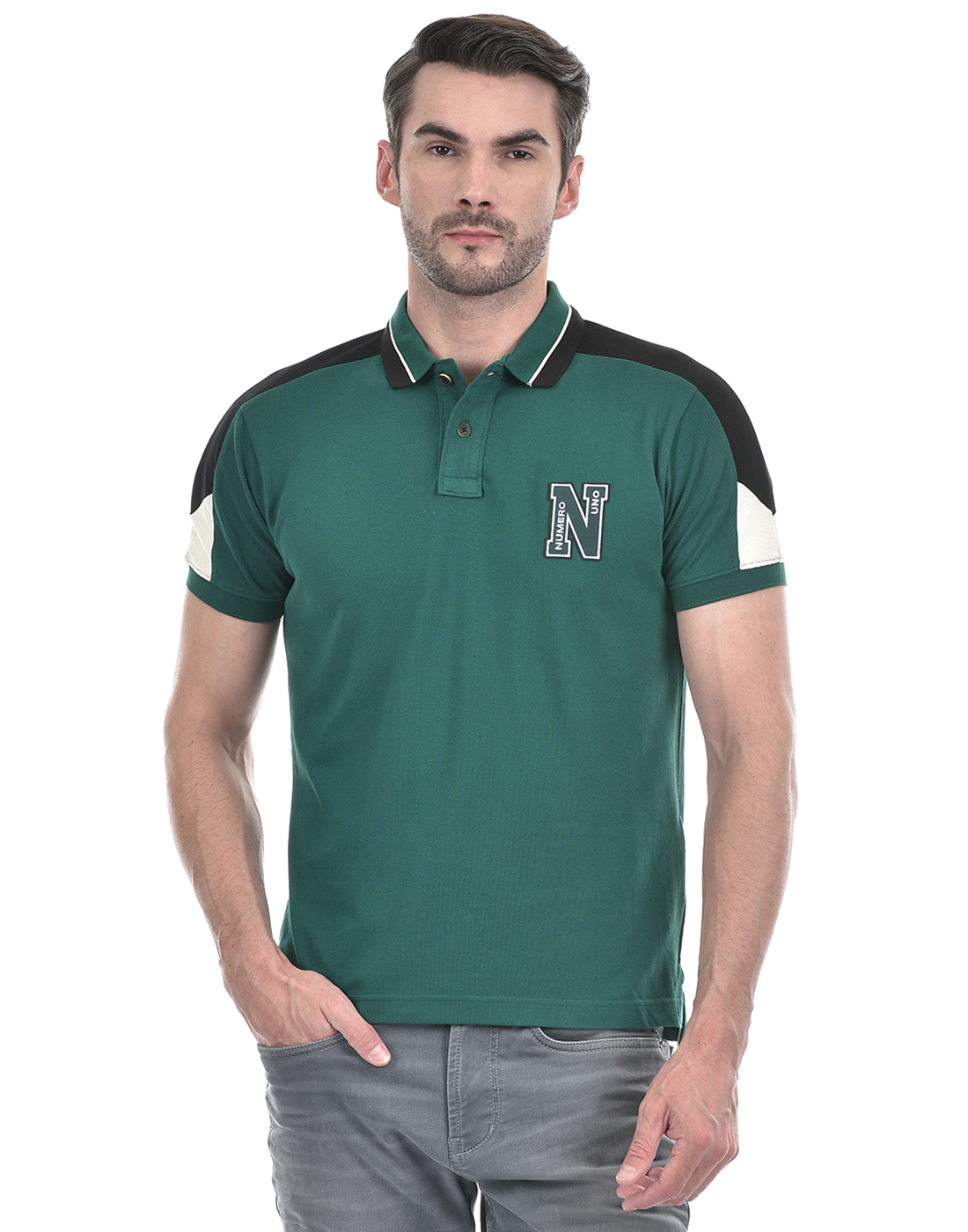 Numero Uno Men Color Block GREEN T-Shirt